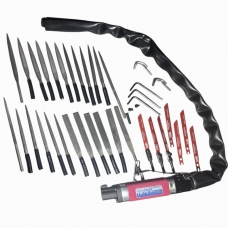 Пневмолобзик-надфиль 165мм (3400 BPM) в комплекте с пилками и надфелями, набор 32пр. "Prowin"