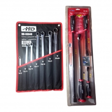 Ключи накидные 8-24мм EXTRA LONG, набор 7 предметов + Ломы с ручкой (набор 4шт) 