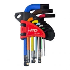 Ключи шестигранные с шариком 1,5-10мм короткие разноцветные (набор 9шт.) CrV "H-D"