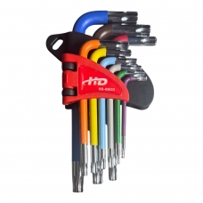 Ключи TORX с отверстием T10-T50 короткие разноцветные (набор 9шт.) CrV "H-D"