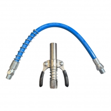 Шланг армированный с фиксируемым наконечником для смазочного шприца, ручки с покрытием 