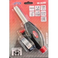 Горелка газовая с пьезоподжигом на цанговый баллон 1100С, 1.9 кВт, 138 г/ч "H-D" Горелка газовая с пьезоподжигом на цанговый баллон 1100С, 1.9 кВт, 138 г/ч "H-D"