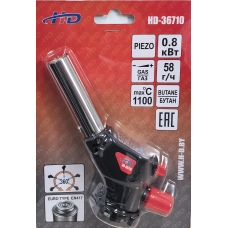 Горелка газовая с пьезоподжигом на цанговый баллон 1100С, 0.8 кВт, 58 г/ч, вращение на 360° Горелка газовая с пьезоподжигом на цанговый баллон 1100С, 0.8 кВт, 58 г/ч, вращение на 360°