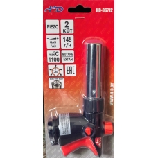 Горелка газовая с пьезоподжигом на цанговый баллон 1100С, 2.0 кВт, 145 г/ч, вращение на 360° Горелка газовая с пьезоподжигом на цанговый баллон 1100С, 2.0 кВт, 145 г/ч, вращение на 360°