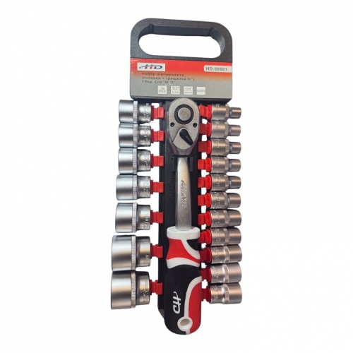 Набор инструментов (головки + трещотка 1/2") 19пр. CrV "H-D" Набор инструментов (головки + трещотка 1/2") 19пр. CrV "H-D"