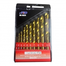 Сверла по металлу спиральные 1, 2, 3, 4, 5, 6, 7, 8, 9, 10мм HSS-TiN, набор 10 предметов "H-D"