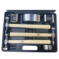 Набор инструмента для рихтовочных работ, 3 молотка с дер. ручками, 4 наковальни, кованый "H-D"