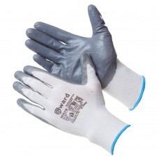 GWARD Nitro Перчатки нейлоновые белые с серым нитриловым покрытием (размер 9 (L))