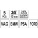 Набор ключей-головок для пластиковых масляных пробок VAG, BMW, PSA, FORD 3/8
