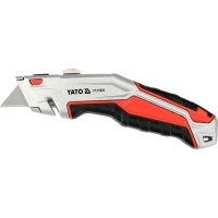 Нож монтажный с выдвижным сменным трапециевидным лезвием SK5, Al, TPR, 4 лезвия "Yato"